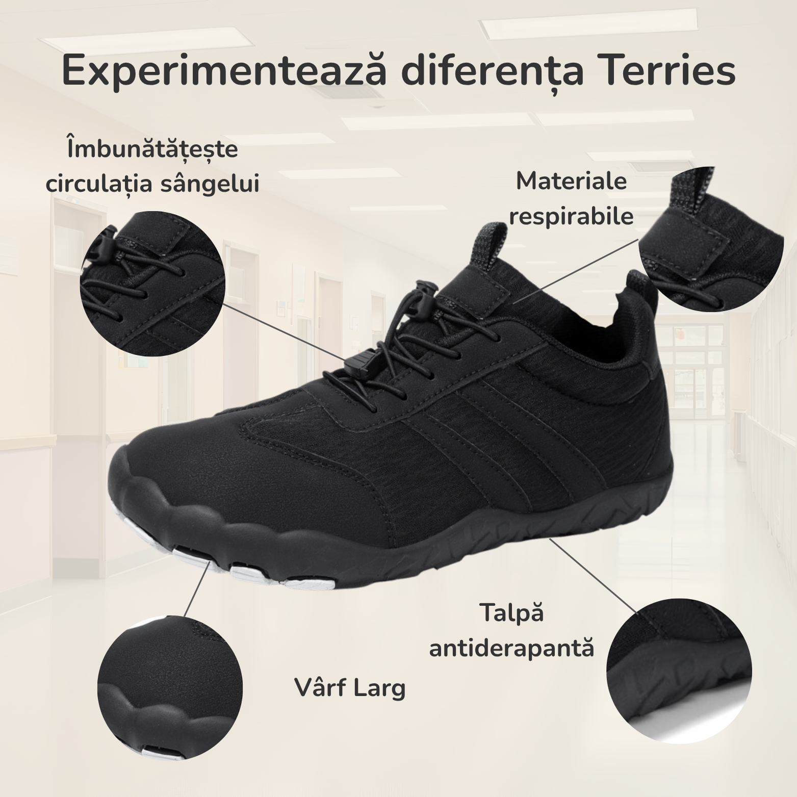 Experimentează diferența Terries pantofi desculți lang-ro